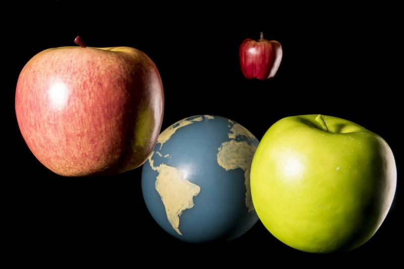 Apples and a globe